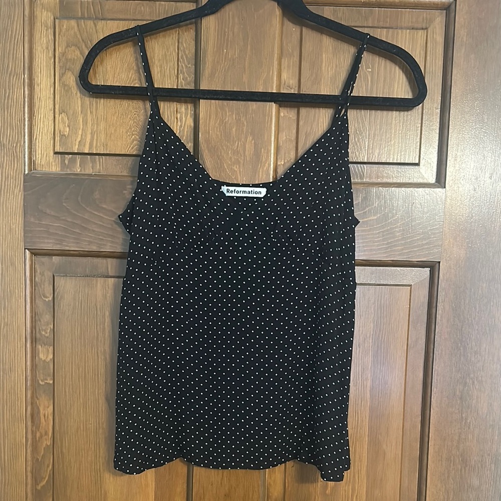 Gently worn Reformation Black Polka Dot Women's Top